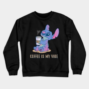 Alien Is My Vibe by Leepianti Funny Cute Pastel Color Alien Drinking Cofee Crewneck Sweatshirt